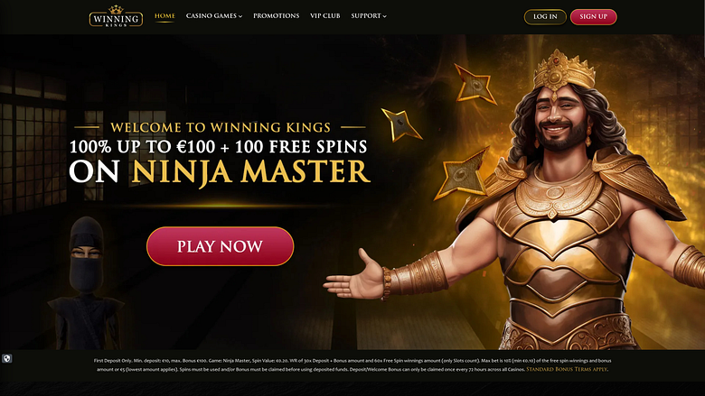 Página de inicio de Winning Kings Casino para escritorio