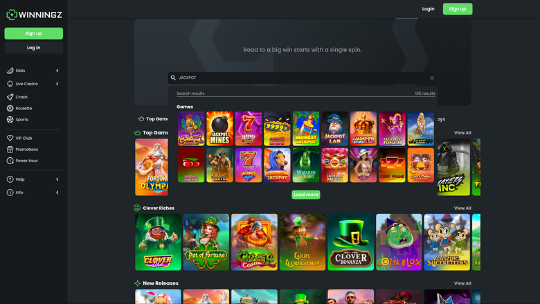 Winningz Casino Desktop Jackpot