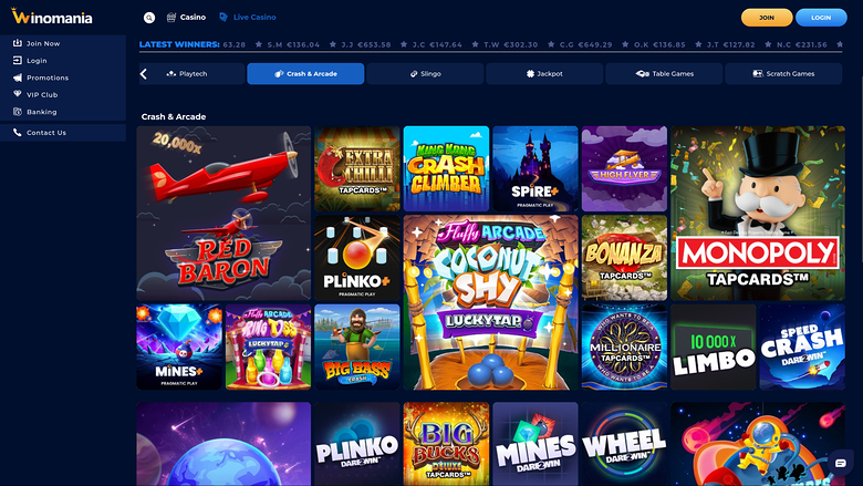 Jeux d'arcade de casino WinOMania pour ordinateur