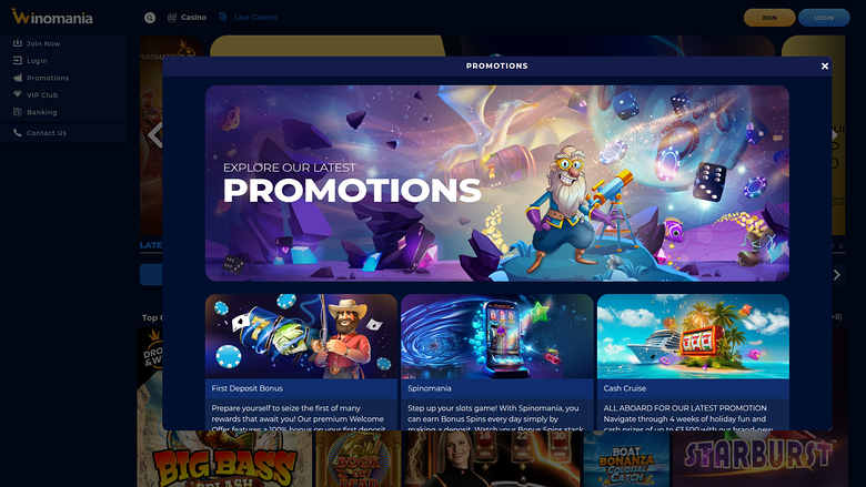 Promotions sur ordinateur de WinOMania Casino