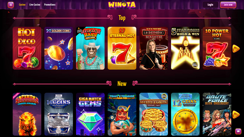 Jeux sur ordinateur de Winota Casino