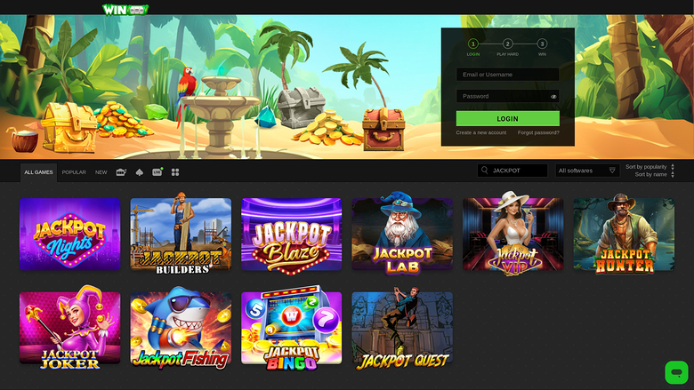 Джекпот казино WinOui для настольных компьютеров