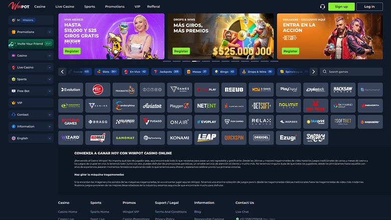 Desarrolladores de juegos de escritorio para WinPot Casino