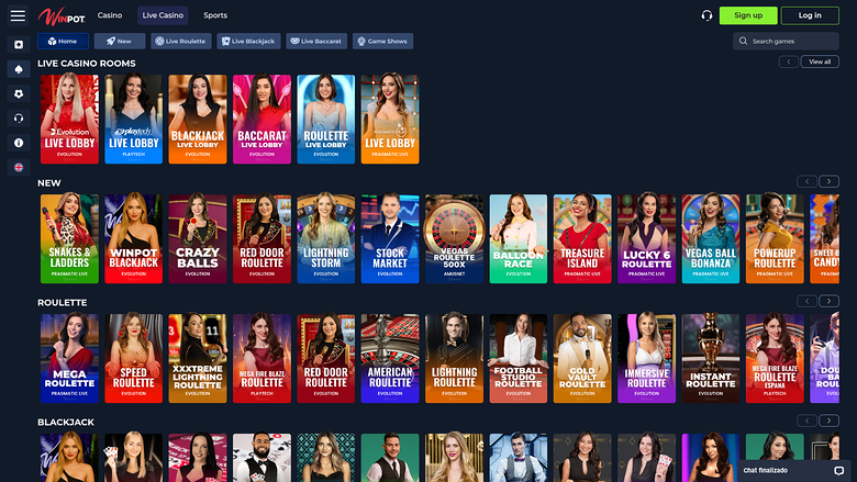 Crupier en vivo de escritorio de WinPot