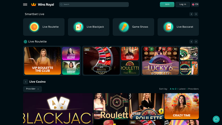 Croupier en direct sur bureau de Wins Royal