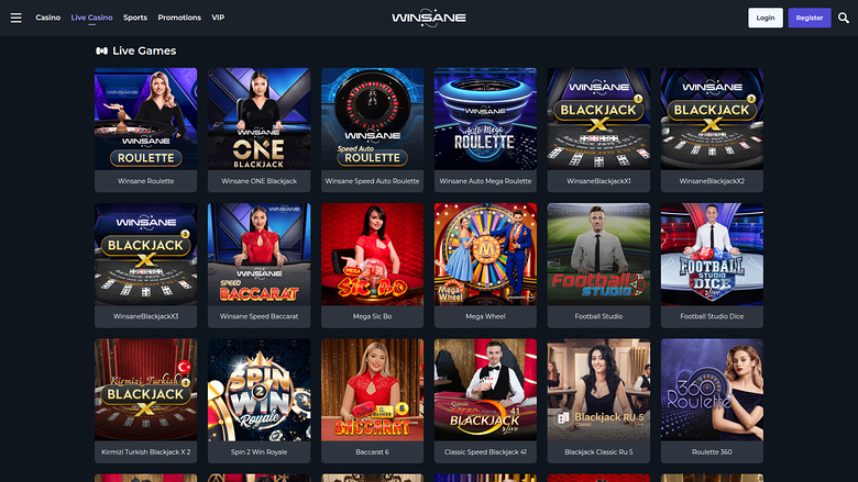 Winsane Casino Desktop Live Dealer