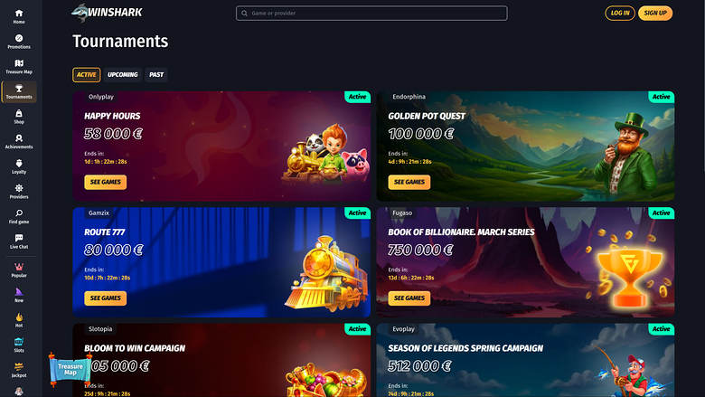 Tornei per computer desktop di Winshark Casino