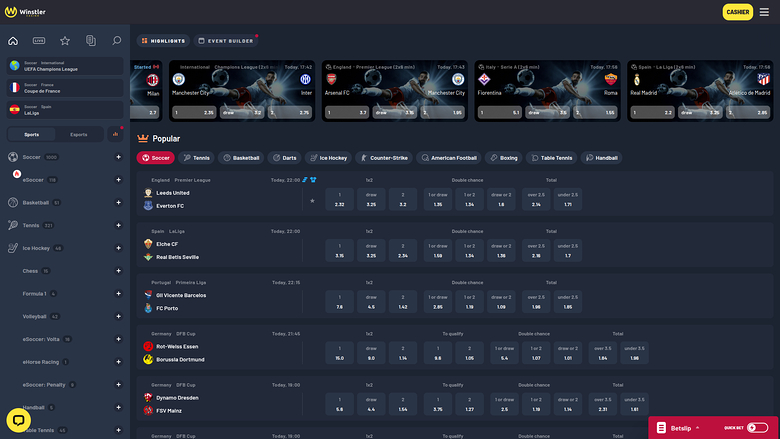 Sports de bureau de Winstler Casino