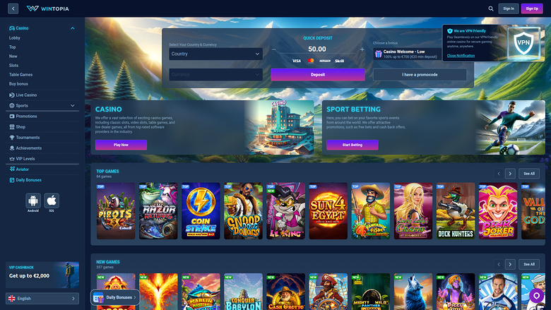 Página de inicio de escritorio de Wintopia