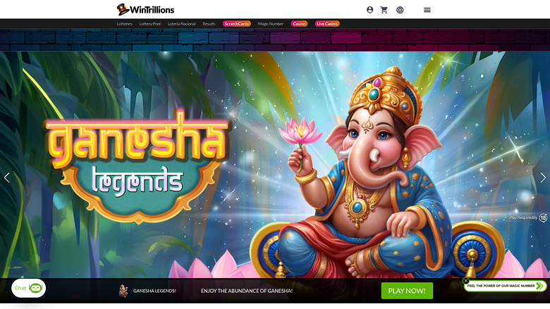 Homepage desktop di WinTrillions Casino
