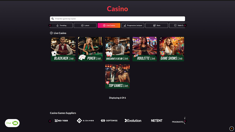 Live dealer desktop di WinTrillions Casino