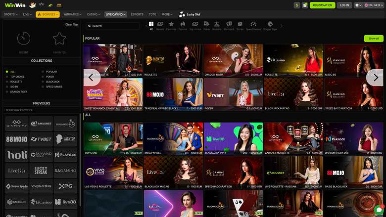 WinWin Casino Desktop Live Dealer