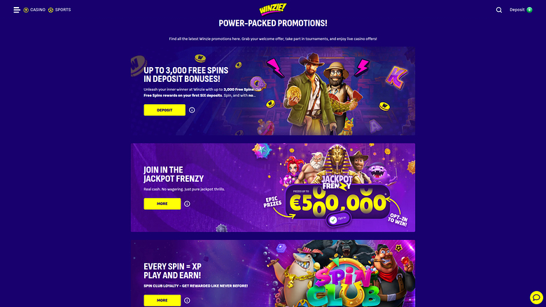 Promozioni desktop di Winzie