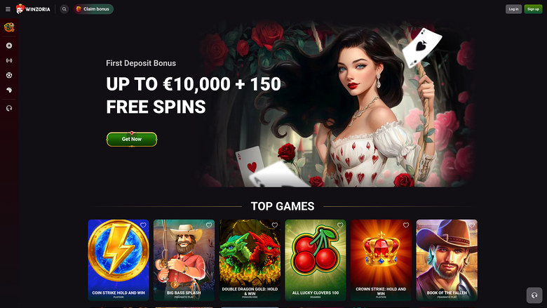 Главная страница казино Винзория