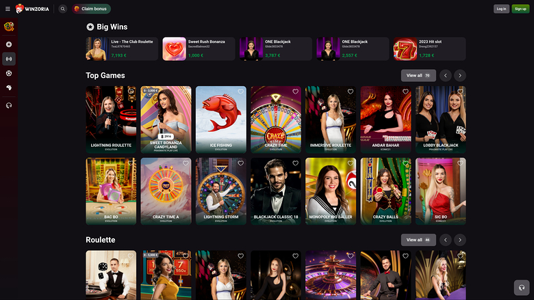 Казино Винзория с живыми дилерами