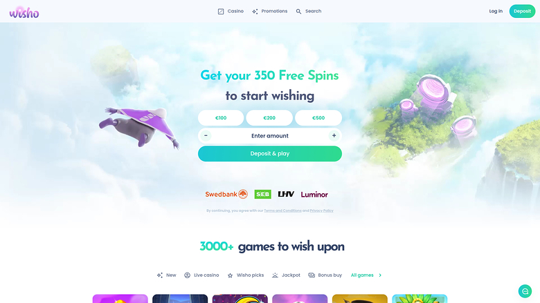 Page d'accueil de bureau de Wisho Casino