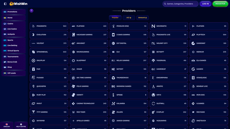 Développeurs de jeux de bureau de WishWin Casino