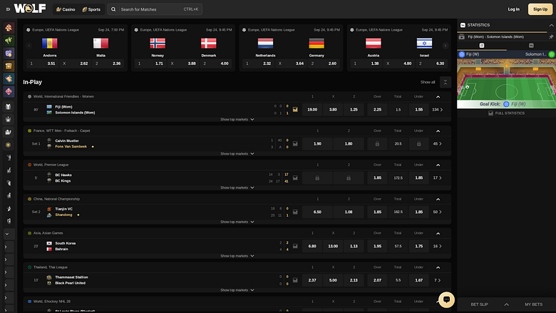 Wolf.io Casinò Desktop Scommesse Sportive