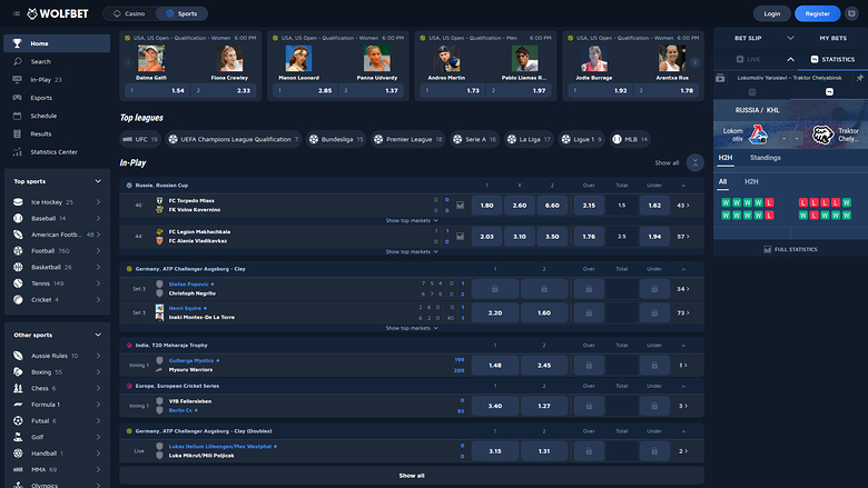 Sports de bureau de Wolf.Bet Casino