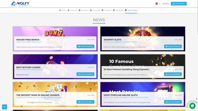 Noticias y blog de Wolfy Casino para ordenador