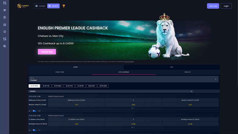 Paris sportifs sur ordinateur au casino Wombat