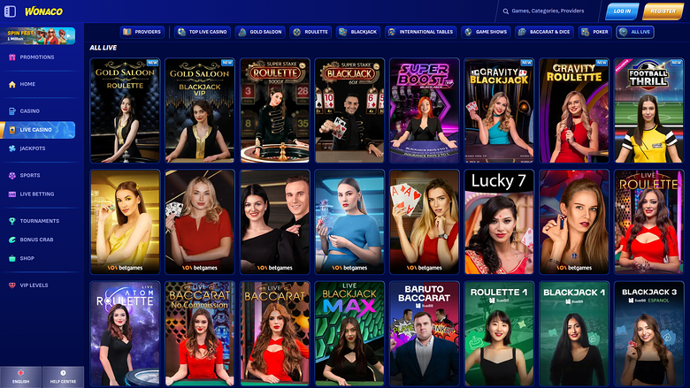 Crupier en vivo de escritorio de Wonaco Casino