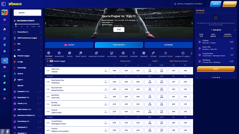 Wonaco Casino Desktop Sports Betting