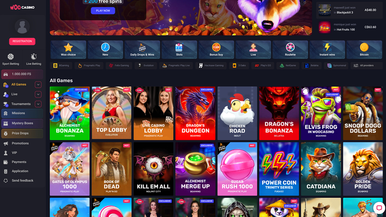 Игры Woo Casino для компьютера