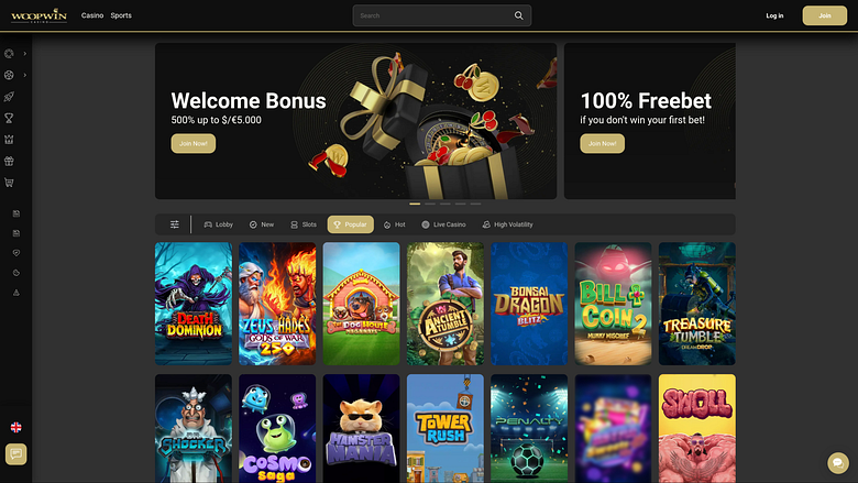 Jogos de cassino Woopwin para computador