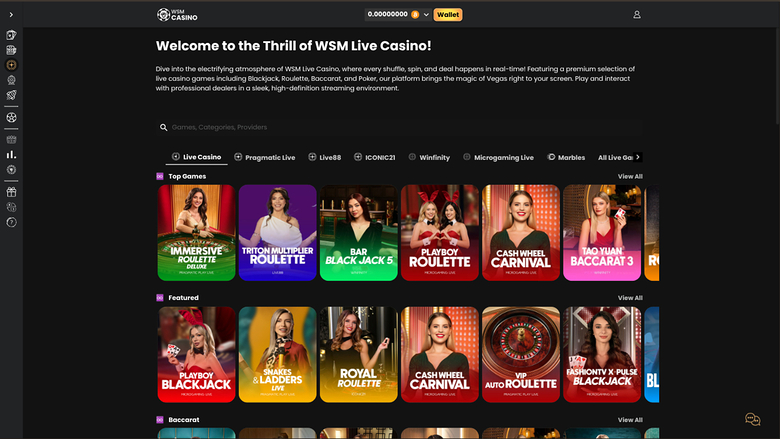 Croupier en direct de WSM Casino sur ordinateur