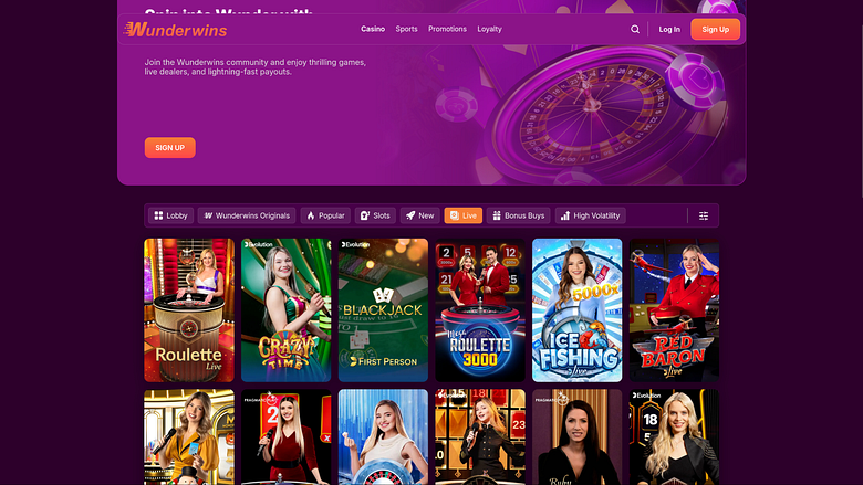 Wunderwins Desktop Live Dealer