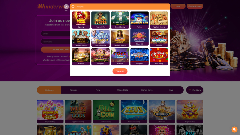 Jackpot desktop di Wunderwins