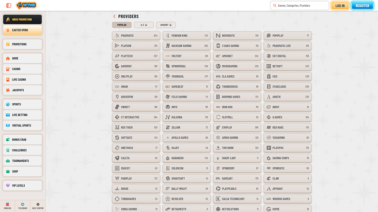 Desarrolladores de juegos de escritorio de Wyns Casino