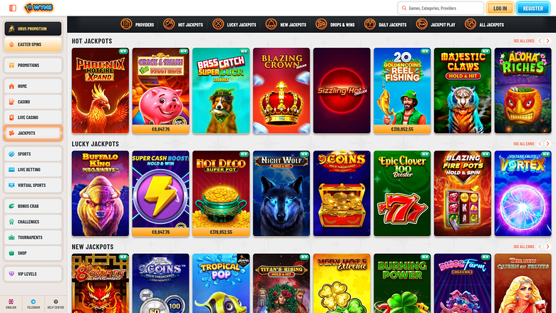 Jackpot de escritorio del casino Wyns