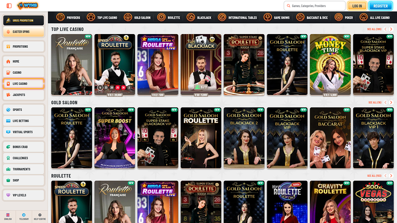 Wyns Casino Escritorio con crupier en vivo