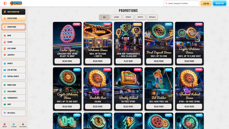 Promociones de escritorio de Wyns Casino