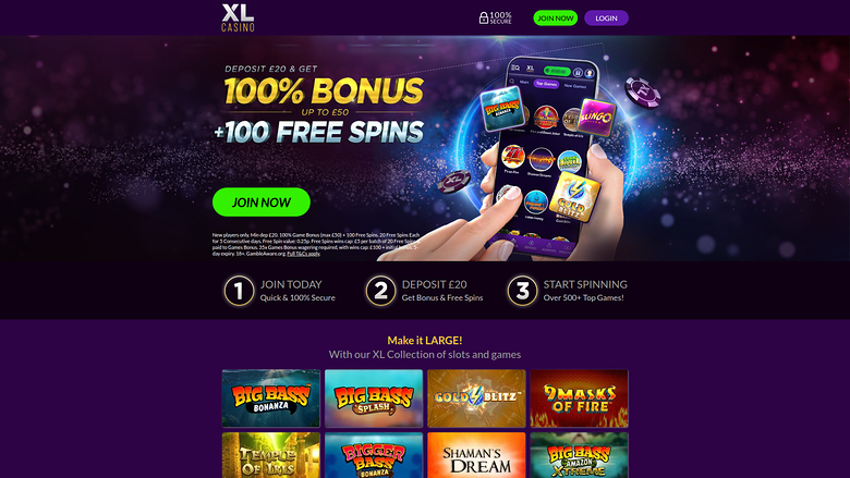 Page d'accueil de bureau de XL Casino