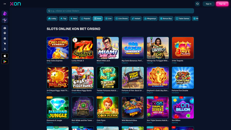 Juegos de escritorio del casino Xonbet