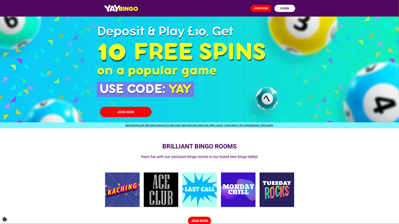Pagina iniziale desktop di Yay Bingo Casino