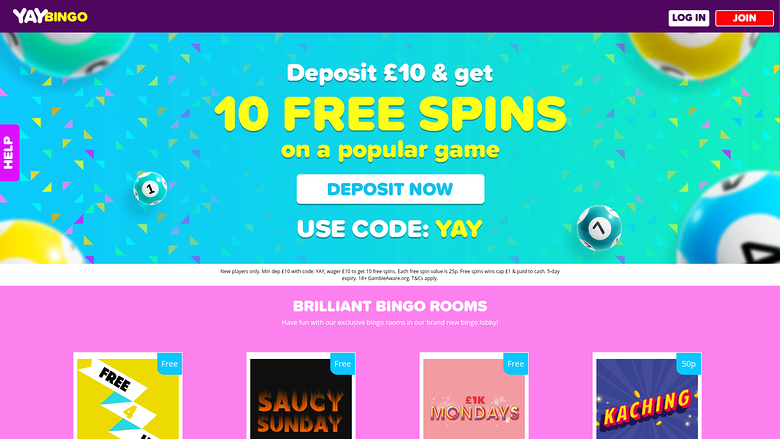 Homepage desktop di Yay Bingo Casino