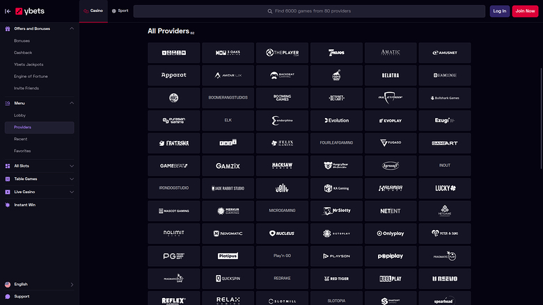 Sviluppatori di giochi desktop di Ybets Casino