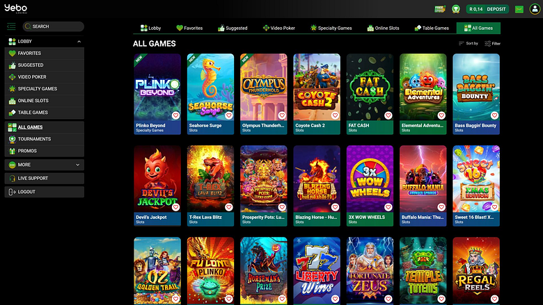 Jeux de bureau de Yebo Casino