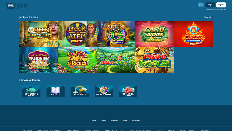 Yeti Casino Desktop-Jackpot