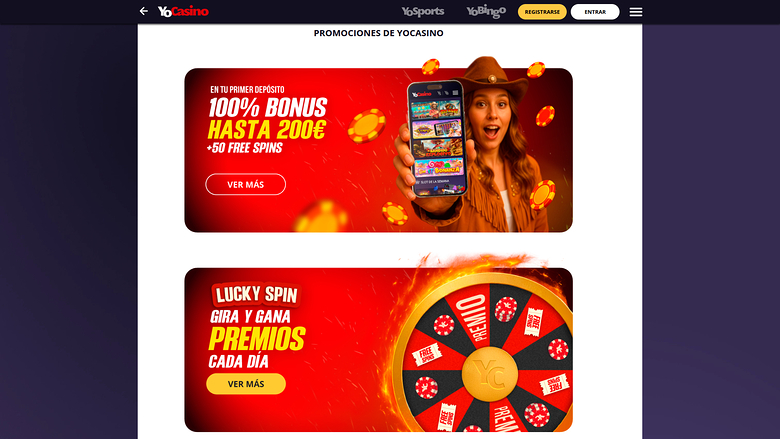 Promociones de escritorio de Yo Casino