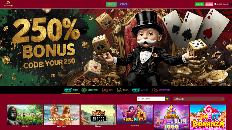 Page d'accueil de bureau de YourWin24 Casino