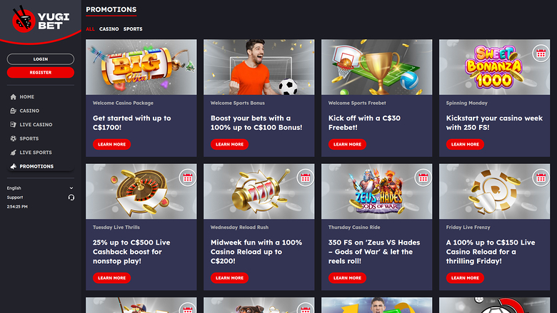 Promociones de escritorio de Yugibet