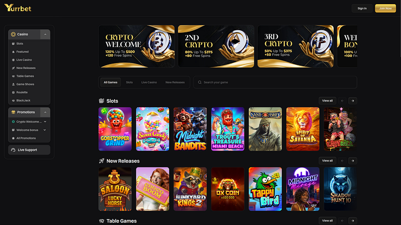 Jeux de casino Yurrbet pour ordinateur