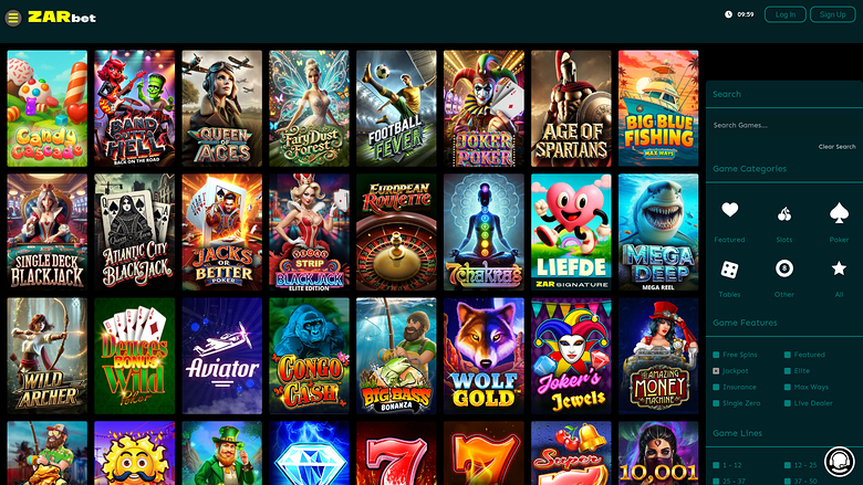 Juegos de escritorio de Zar Casino