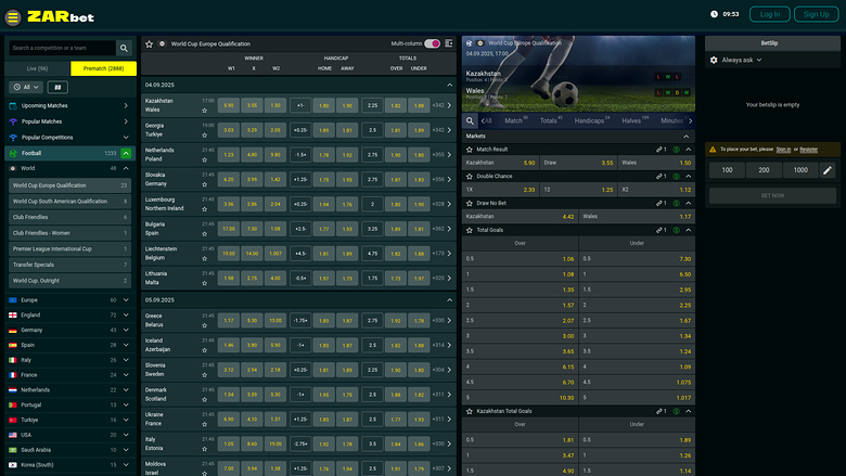 Deportes de escritorio de Zar Casino