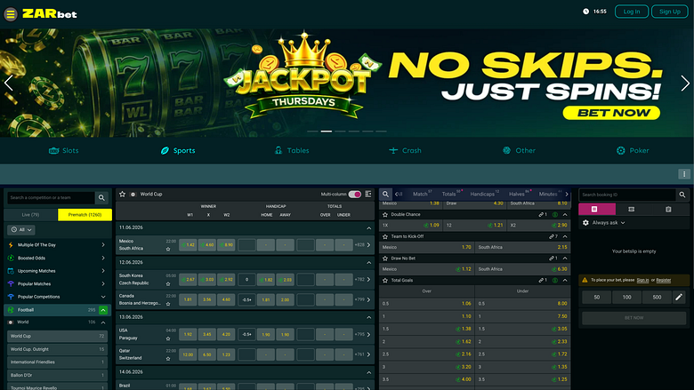 Sports sur ordinateur de bureau du casino ZARbet